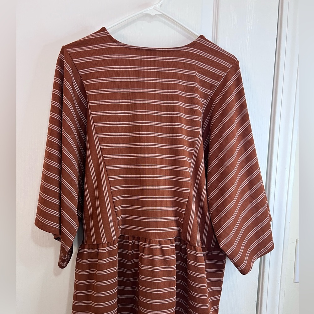 Ann Taylor Rust Stripe Wrap Tie Blouse - Picture 7 of 12